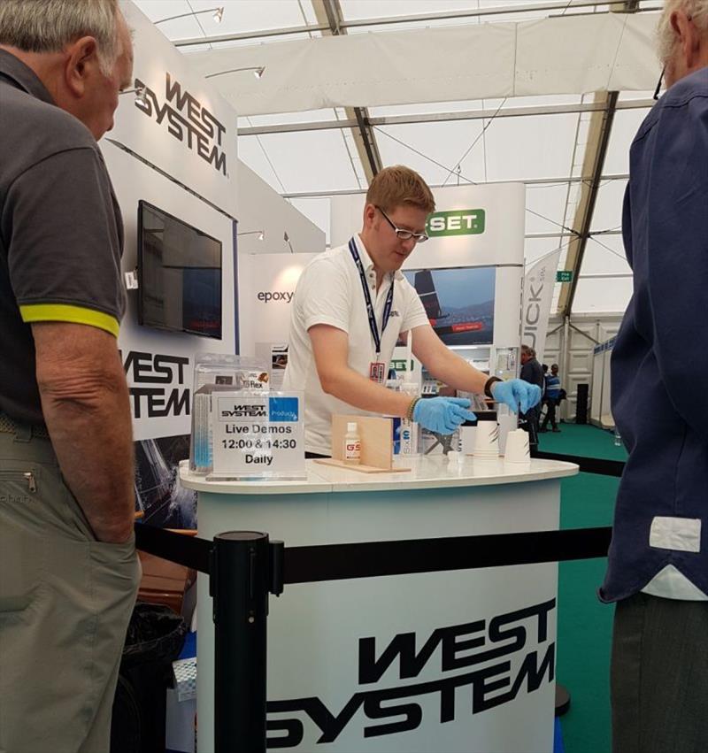 Afternoon demonstration on West System stand photo copyright Wessex Resins & Adhesives taken at  and featuring the Marine Industry class