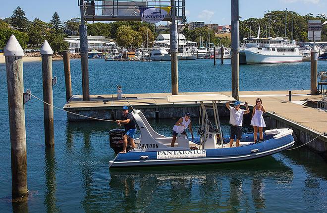 The Pantaenius crew get the RIB ready for action on the last day. - 2016 NSWGFA Interclub Championship ©  John Curnow