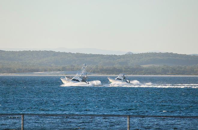 A couple of the fleet after having just cleared the heads at Port Stephens. - 2016 NSWGFA Interclub Championship ©  John Curnow