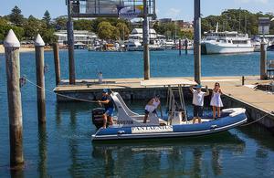 The Pantaenius crew get the RIB ready for action on the last day. - 2016 NSWGFA Interclub Championship photo copyright  John Curnow taken at  and featuring the  class