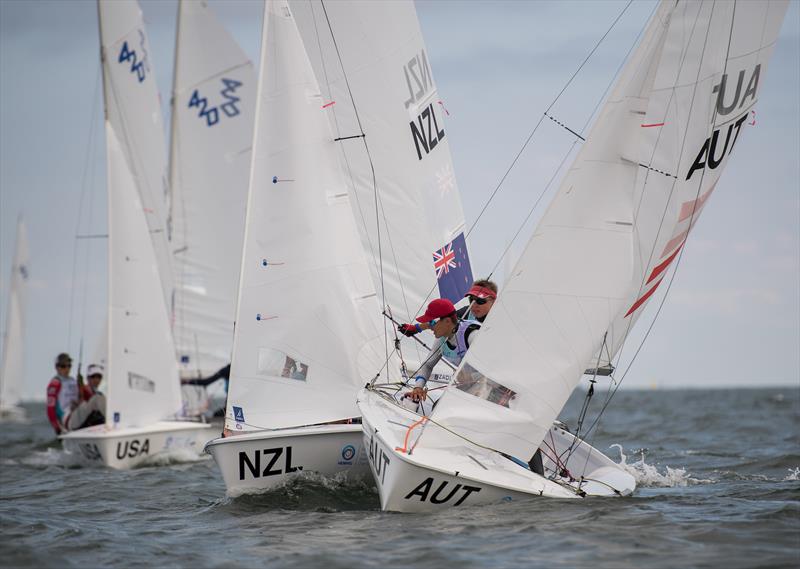 Seb Menzies and Blake McGlashan won their opening race in the Boys 420 class at the 2019 Youth Worlds, Poland photo copyright Szymon Sikora / World Sailing taken at  and featuring the 420 class