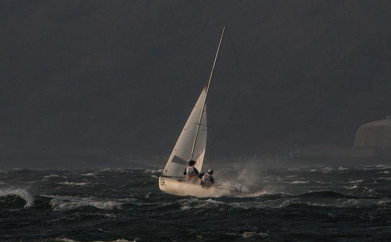 Wild winds for the sail home on day 8 of the Rio 2016 Olympic Sailing Competition photo copyright Sailing Energy / World Sailing taken at  and featuring the 470 class