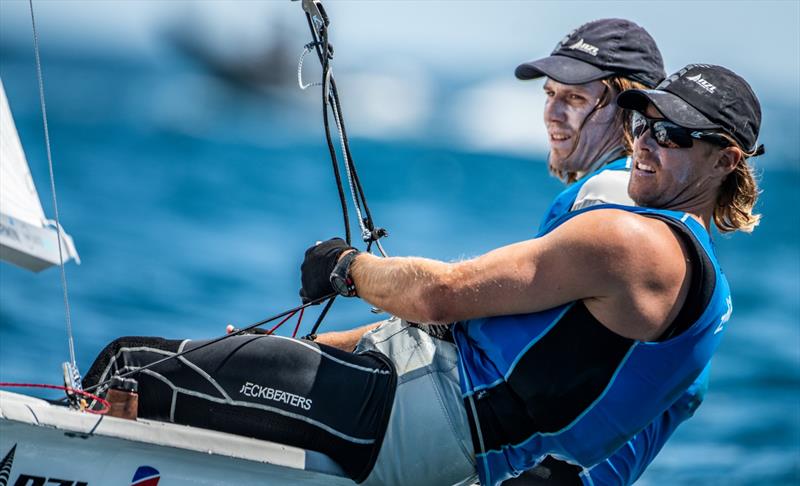 New Zealand - Day 5 - Open Mens European 470 championship - Vilamoura, Portugal - May 2021 photo copyright Joao Costa Ferreira taken at Vilamoura Sailing and featuring the 470 class