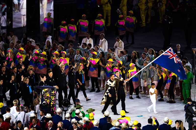 Opening ceremony Rio 2016 where Peter Burling and Blair Tuke were flagbearers for New Zealand photo copyright Sailing Energy / World Sailing taken at Iate Clube do Rio de Janeiro and featuring the 49er class