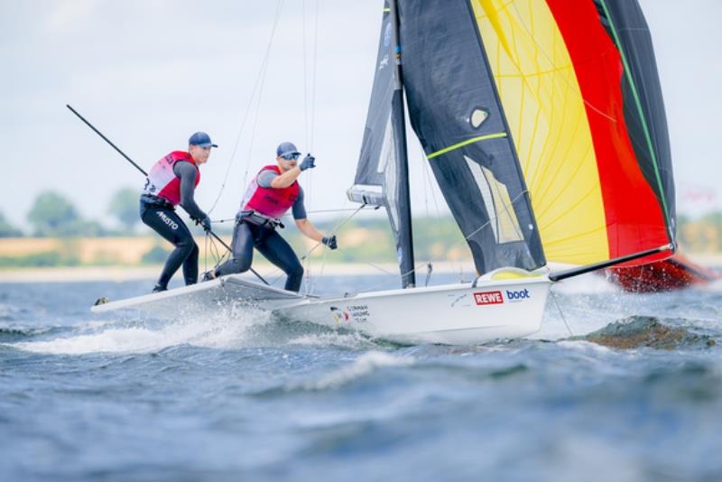 Jakob Meggendorfer and Andreas Spranger sailed to Kieler Woche silver in black, red and gold in the 49er - photo © Sascha Klahn / Kieler Woche