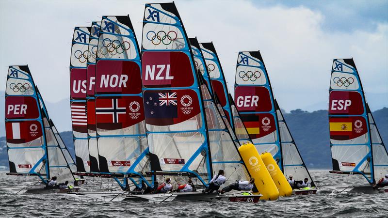 Tokyo2020 - Day 3 - July, 27, - Enoshima, Japan. 49erFX - Alex Maloney, Molly Meech (NZL) - Race 2 photo copyright Richard Gladwell - Sail-World.com / nz taken at Takapuna Boating Club and featuring the 49er FX class