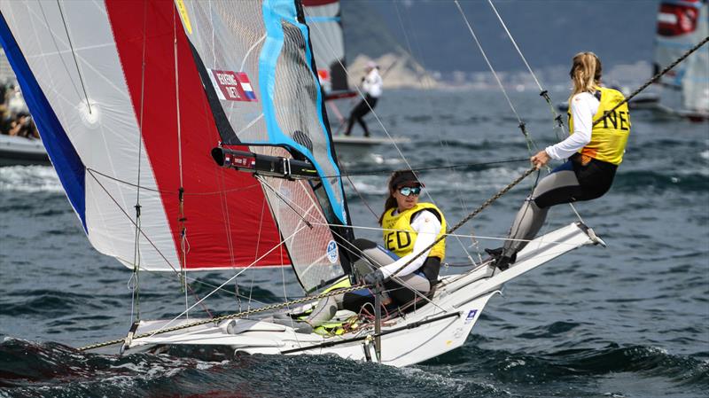 Annemiek Bekkering / Annette Duetz (NED) were overnight leaders Womens 49erFX - Tokyo2020 - Day 7- July, 31, - Enoshima, Japan. - photo © Richard Gladwell / Sail-World.com / nz