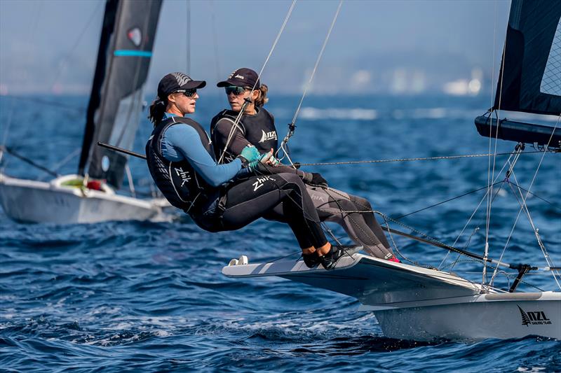 Jo Aleh & Molly Meech (NZL) - 49er FX - NZL Sailing Team - Semaine Olympique Française de Hyères - April 2022 - photo © Sailing Energy/FFVOILE