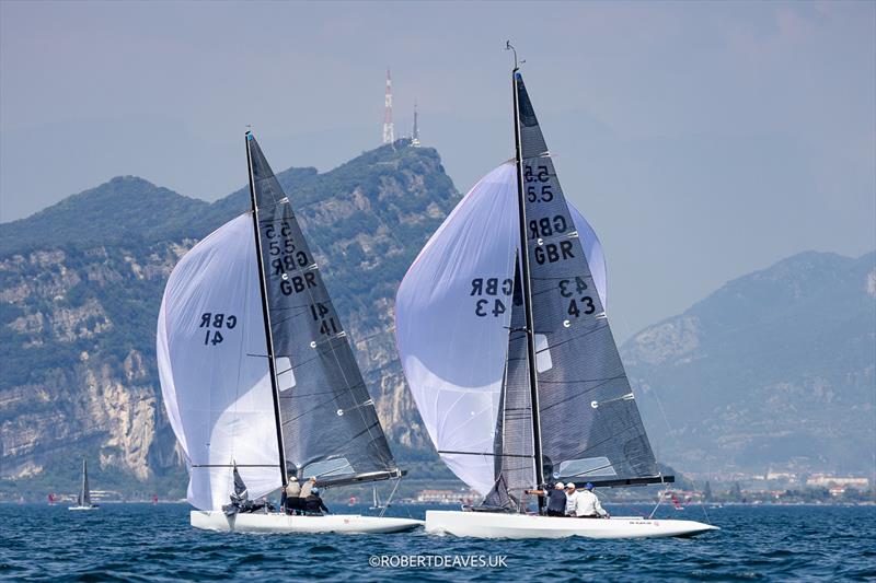 Girls on Film leads The Jean Genie on day 1 of the 5.5m Alpen Cup photo copyright Robert Deaves / www.robertdeaves.uk taken at Fraglia Vela Riva and featuring the 5.5m class