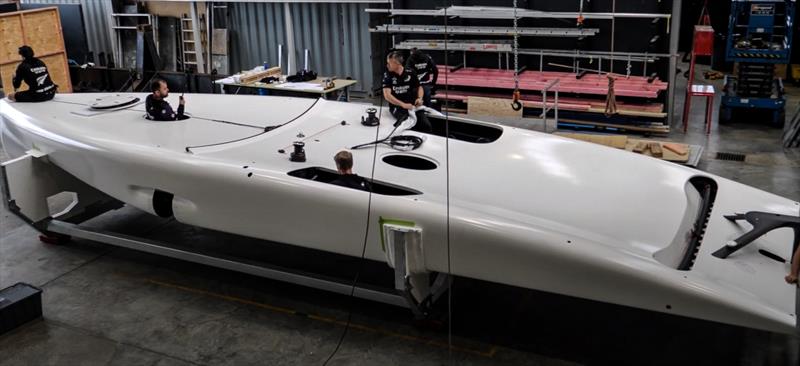 Deck view showing crew pits - Emirates Team NZ's AC40 - September 2022 - photo © Emirates Team NZ