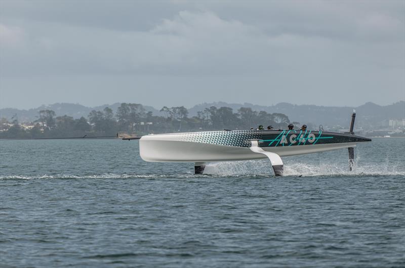 Emirates Team NZ's AC40 - Foiling Trial - September 20, 2022 photo copyright Adam Mustill/America's Cup Media taken at Royal New Zealand Yacht Squadron and featuring the AC40 class