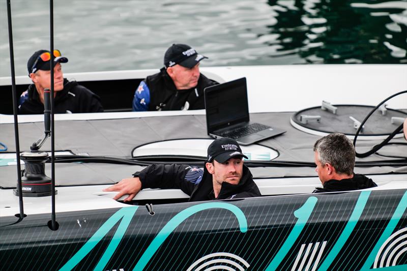 Four crew - America's Cup Joint Recon Emirates Team New Zealand AC40 Day 2 - September 21, 2022 photo copyright Adam Mustill / America's Cup taken at Royal New Zealand Yacht Squadron and featuring the AC40 class