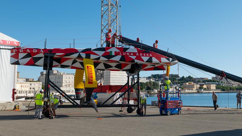 Luna Rossa Prada Pirelli - Mast incident - LEQ12 - November 6, 2022 - Cagliari photo copyright Ivo Rovira / America'sCup taken at Circolo della Vela Sicilia and featuring the AC40 class