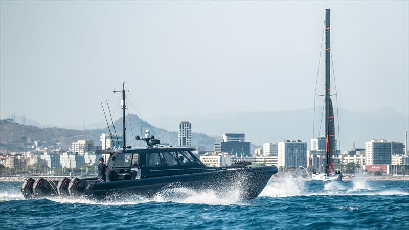 Catalyst 45 - one of several America's Cup and Superyacht tenders built in New Zealand by Lloyd Stevenson Boats - Chase Boat - Alinghi Red Bull Racing - LEQ12/AC40 - Day 48 - August 9 , 2023 - Barcelona - photo © Alex Carabi / America's Cup