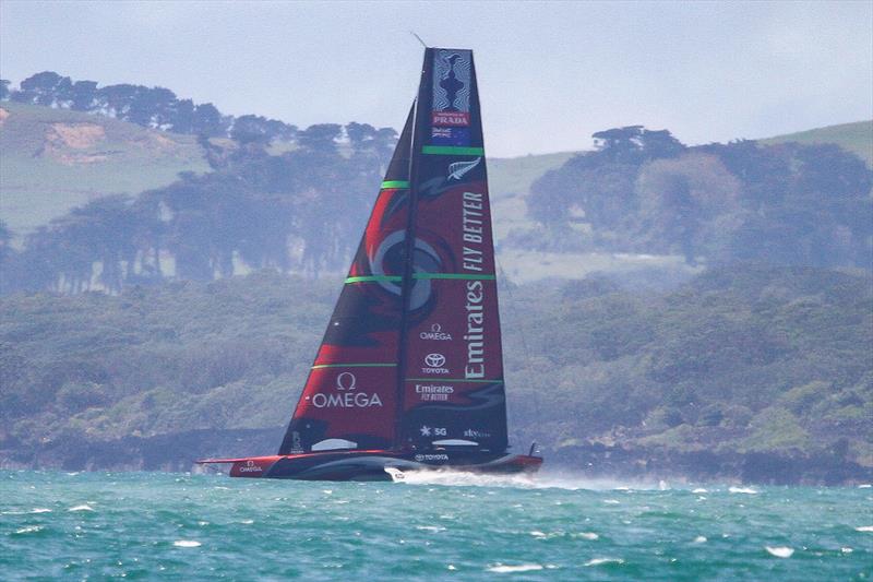 Emirates Team New Zealand heads out into the Hauraki Gulf sailing in fresh seabreeze - photo © Richard Gladwell / Sail-World.com