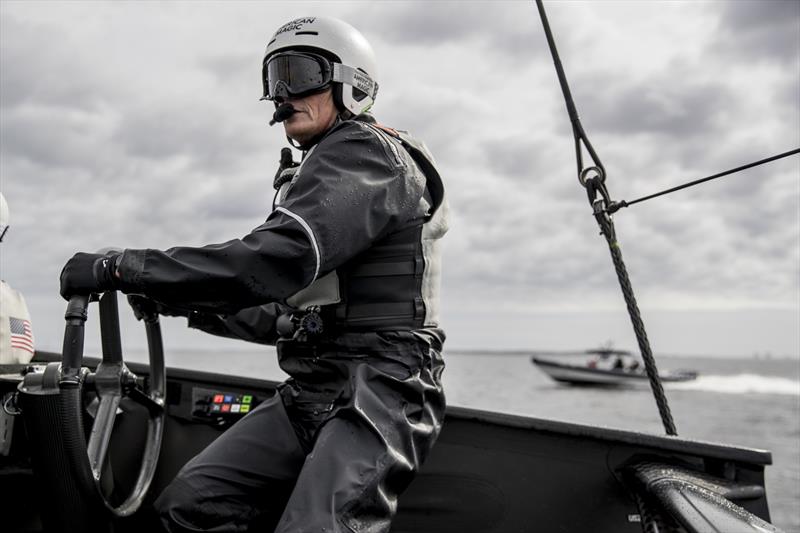 Dean Barker on the helm of NYYC's AC75 Defiant - January 2020 - Pensacola, Florida. - photo © Will Ricketson