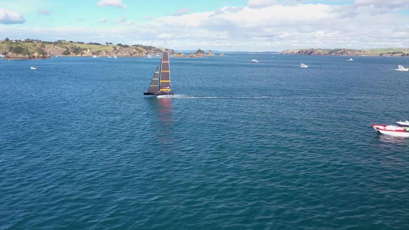 Te Kahu enjoys a fast sail around Rakino and The Noises  - May 2020 - photo © Emirates Team New Zealand