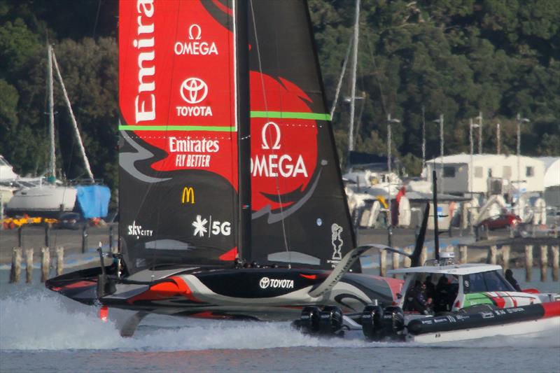 Te Aihe - AC75 - Emirates Team New Zealand - July 13, 2020 - Waitemata Harbour, Auckland, New Zealand photo copyright Richard Gladwell / Sail-World.com taken at Royal New Zealand Yacht Squadron and featuring the AC75 class