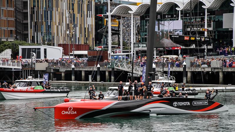 Whidden says the culture, leadership and management of Emirates Team NZ were key factors in their win - here leaving their base for America's Cup - Day 6 - March 16, , photo copyright Richard Gladwell / Sail-World.com / nz taken at Royal New Zealand Yacht Squadron and featuring the AC75 class