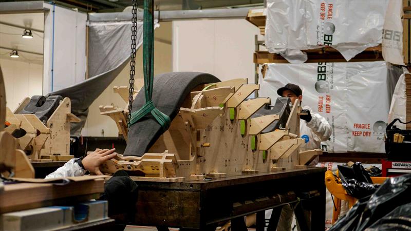 AC75 foil arms under construction at Emirates Team NZ's build facility in Auckland. - August 2022 - photo © Emirates Team New Zealand