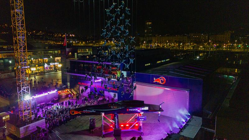 Alinghi Red Bull Racing and La Fura Dels Baus, Catalan urban theatre troupe, seen at the unveiling of BoatOne in Barcelona, Spain - April 5, 2024 photo copyright Olaf Pignataro / Alinghi Red Bull Racing taken at Yacht Club de Genève and featuring the AC75 class