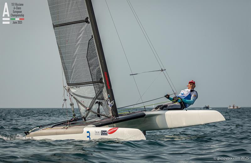 Gustavo Doreste, ESP 72 - A-Class Cat European Championships at Riccione - Practice Race - photo © Gordon Upton / www.guppypix.com