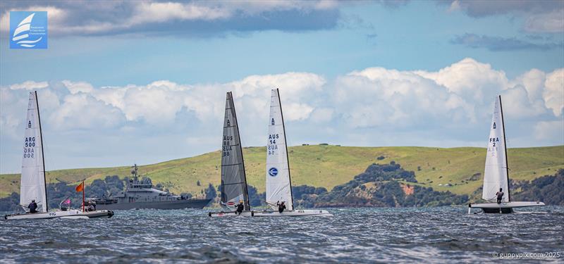 PredictWind A-Class Cat Worlds 2025 - The NZ Navy come to watch the proceedings - photo © Gordon Upton / www.guppypix.com