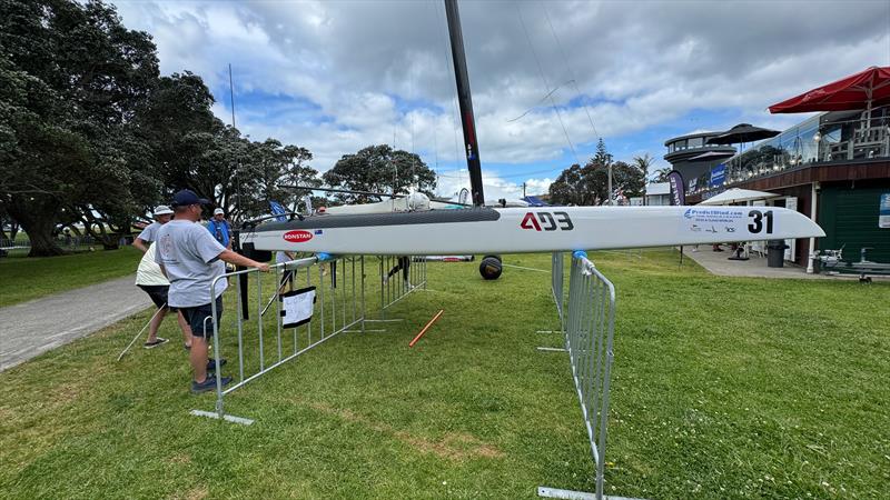 Check measurement station - Day 1 - 2025 Predictwind A-Class World Championships - November 11, 2025 - Milford NZ - photo © Richard Gladwell - Sail-World.com/nz