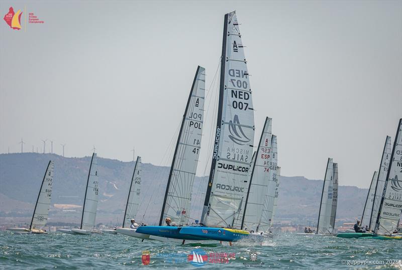 A Class Catamaran Europeans Day 1 - Mischa Heemskerk NED has the DNA experimental 'DN' rig inspired by the DN Iceyacht rigs. It is designed to control the power more and they are exploring the envelope at this regatta - photo © Gordon Upton / www.guppypix.com
