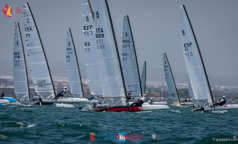 A Class Catamaran Europeans Day 3 - Open fleet race 6 start - photo © Gordon Upton / www.guppypix.com