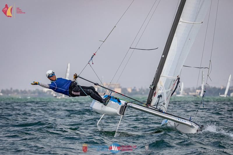 A Class Catamaran Europeans Day 4 - Past class President, Charles Beuche just enjoying life now - photo © Gordon Upton / www.guppypix.com