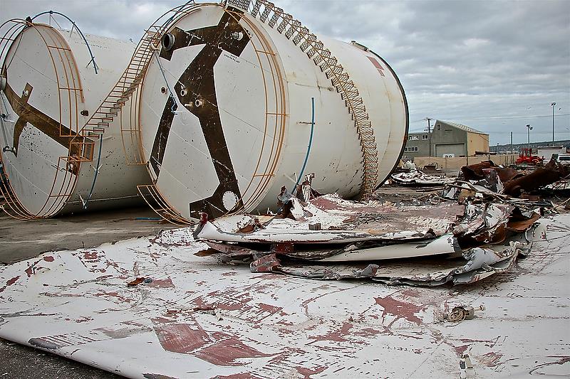 Tanks waiting to be crushed - Repairs and Rectification - Wynyard Wharf - Auckland - October 25, 2018 photo copyright Richard Gladwell taken at Royal New Zealand Yacht Squadron and featuring the ACC class