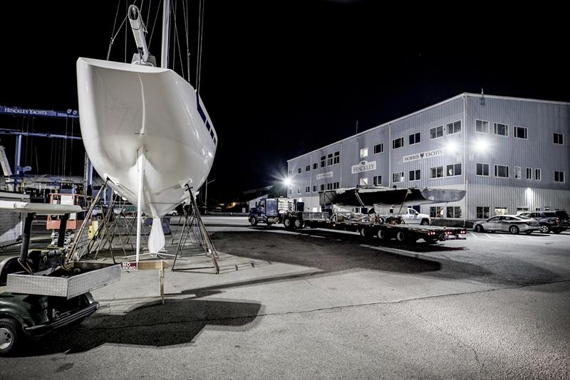 The AM38 is loaded on the truck for transport to the Hinckley yard in Portsmouth alongside a 12 Metre from the 1956-1987 era - photo © Amory Ross