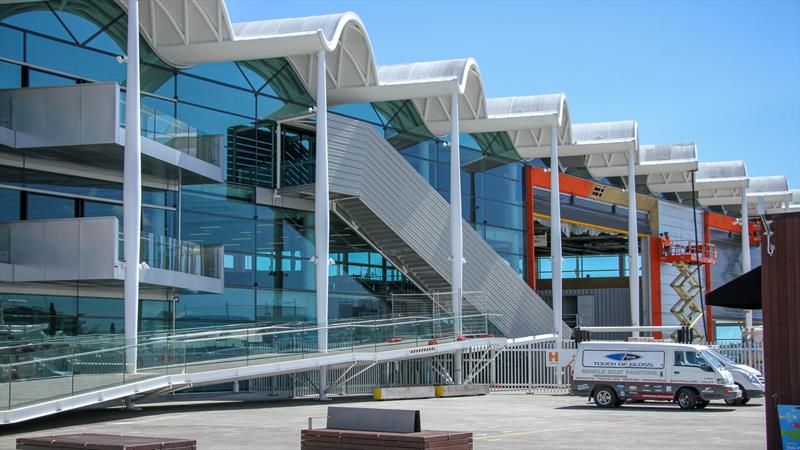 ETNZ Base with door open - America's Cup Bases, Auckland, February 14, 2019 photo copyright Richard Gladwell taken at  and featuring the ACC class