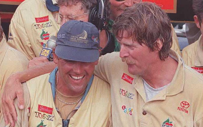 Peter Blake with Russell Coutts - 1995 America's Cup photo copyright AFP taken at San Diego Yacht Club and featuring the ACC class