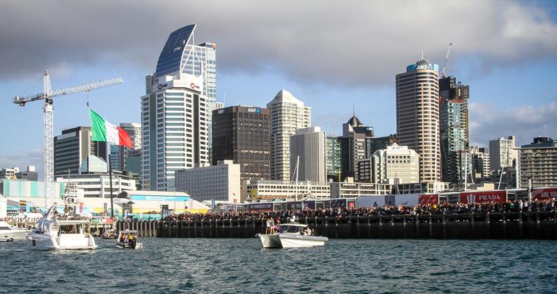 One section of fans waiting for Emirates Team NZ - America's Cup - Day 7 - March 17, 2021 - photo © Richard Gladwell / Sail-World.com