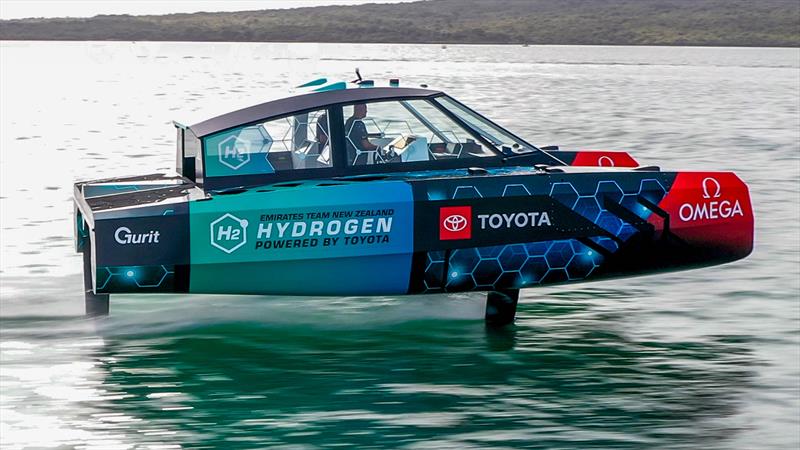 Emirates Team New Zealand's Hydrogen powered foiling chase boat undergoes sea trials on the Hauraki Gulf - May 2022 photo copyright Emirates Team New Zealand taken at Royal New Zealand Yacht Squadron and featuring the ACC class