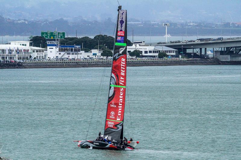 Emirates Team NZ's Te Aihe experienced halyard lock issues ahead of, and continuing for a time after  its first sail on September 12, 2019 photo copyright Richard Gladwell - Sail-World.com/nz taken at Royal New Zealand Yacht Squadron and featuring the ACC class