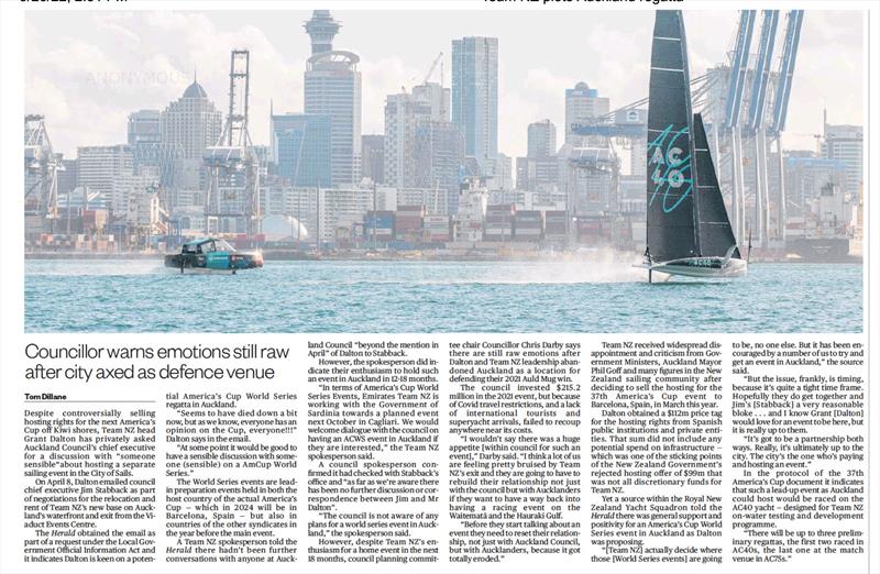 NZ Herald Sept 26, 2022 photo copyright NZ Herald taken at Royal New Zealand Yacht Squadron and featuring the ACC class