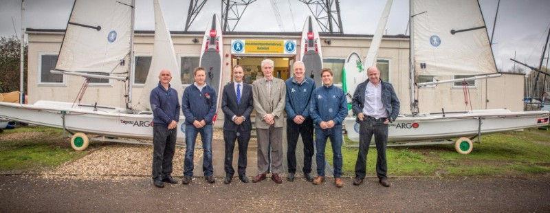 (l-r) David Irwin, BSC Rear Commodore, Paul Outram, ASWC Reading Centre Manager, Miles Bradbury, ASF Chairman, Wynn Kenrick, BSC Ex Commodore, Andrew Holmes, ASF Volunteer, Richard Percy, ASF CEO, Tim Anderton, ASF Community Funding & Development photo copyright ASF taken at Burghfield Sailing Club and featuring the  class