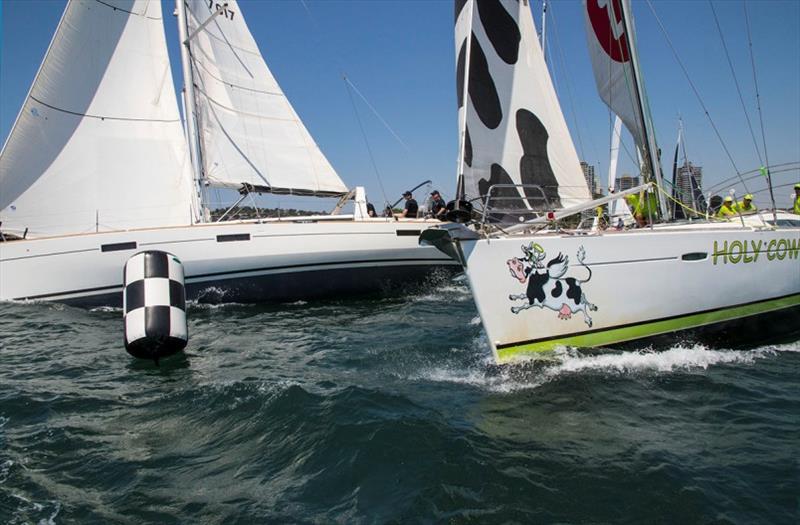 Shorland shuts the gate on the Holy Cow, so it is time to go around and have another go at crossing the start line photo copyright John Curnow taken at  and featuring the Beneteau class