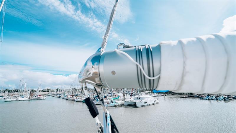 First production catamaran furling boom system - photo © Lagoon Catamarans