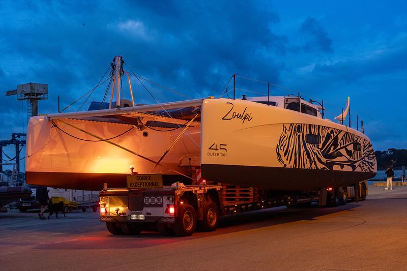 Outremer 45 built on the Lorient site photo copyright Julien Stintzy taken at  and featuring the Catamaran class