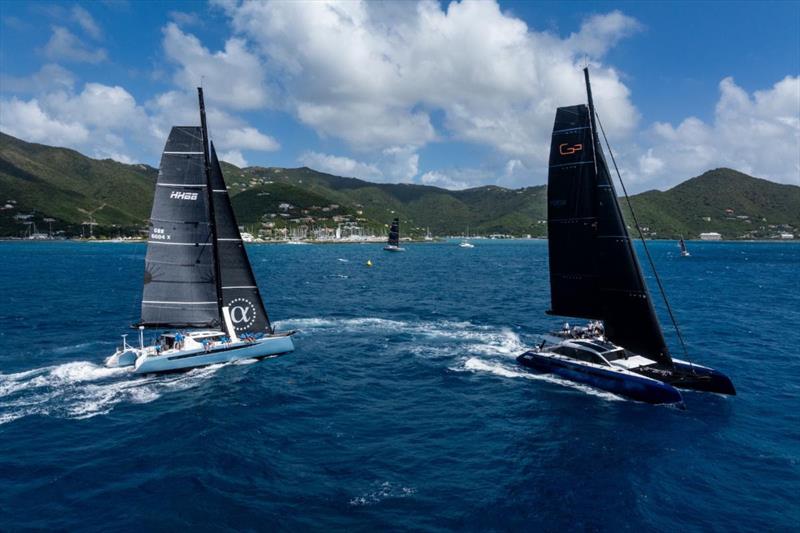 Lee Overlay Partners III (GBR) and Gunboat 72 Layla (GBR)  - BVI Spring Regatta & Sailing Festival photo copyright Alex Turnbull / Tidal Pulse Media taken at Royal BVI Yacht Club and featuring the Catamaran class