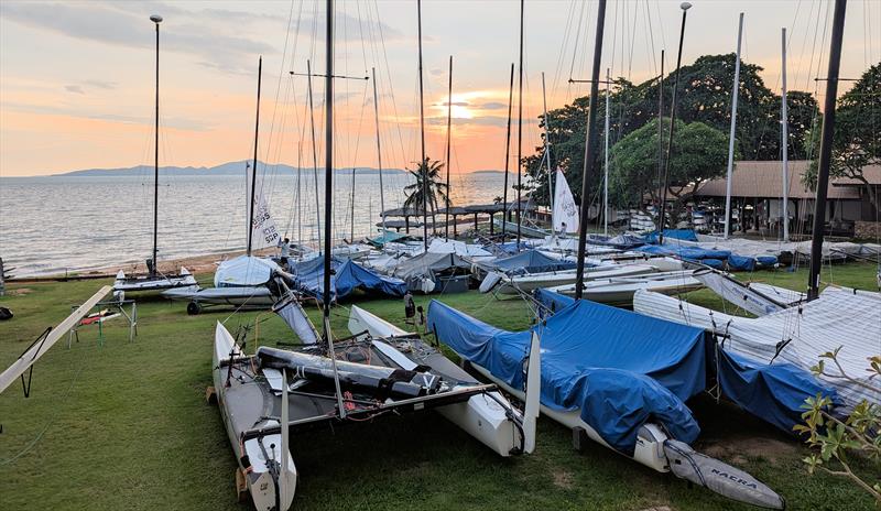 The view from the Royal Varuna Yacht Club photo copyright Mark Jardine taken at Royal Varuna Yacht Club and featuring the Catamaran class
