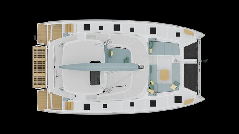 Lagoon 47 layout - Cockpit Bimini - photo © The Multihull Group