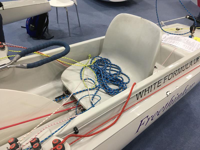 Challenger trimaran dinghy - showing the lines leading to the rudder stock - photo © Magnus Smith / YachtsandYachting.com