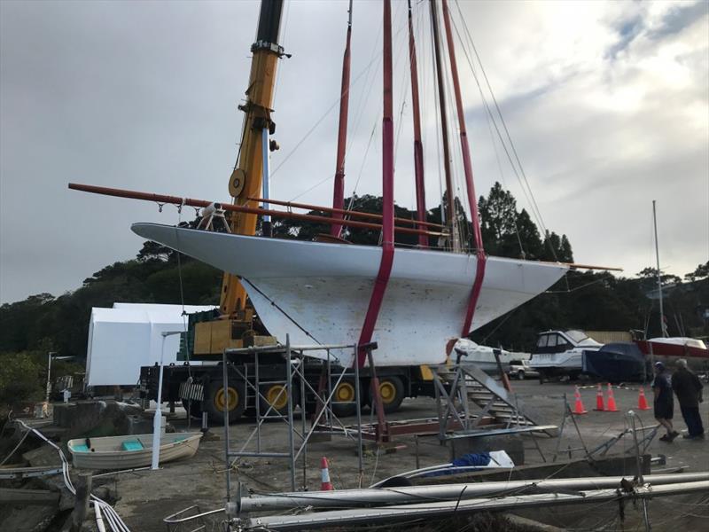 Ida ready for her waterline tes at the Stephens yard, Stillwater - photo © Classic Yacht Charitable Trust