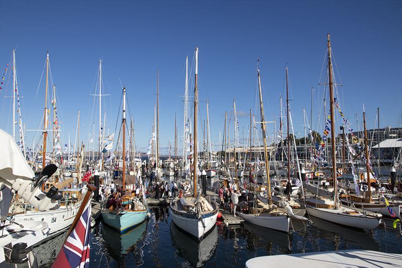 All tied up at the famous Constitution Dock - 2023 Australian Wooden Boat Festival in Hobart - photo © John Curnow