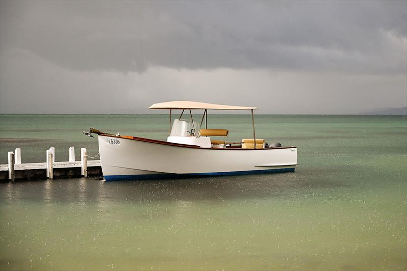 Kooyong 28 Walkaround adds style to any location and weather! photo copyright The Wooden Boatshop taken at Sorrento Sailing Couta Boat Club and featuring the Classic Yachts class